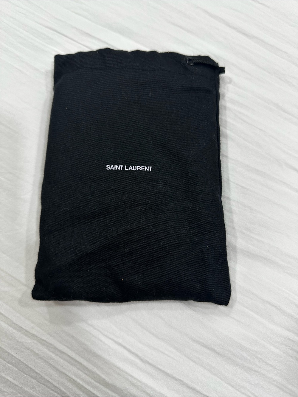 Saint Laurent Black Logo Drawstring Pouch
